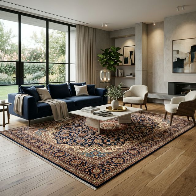 Luxurious Persian Rug in Living Room
